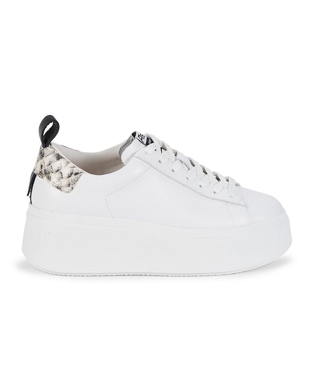 Ash Moon Leather & Snake-print Platform Sneakers in White | Lyst