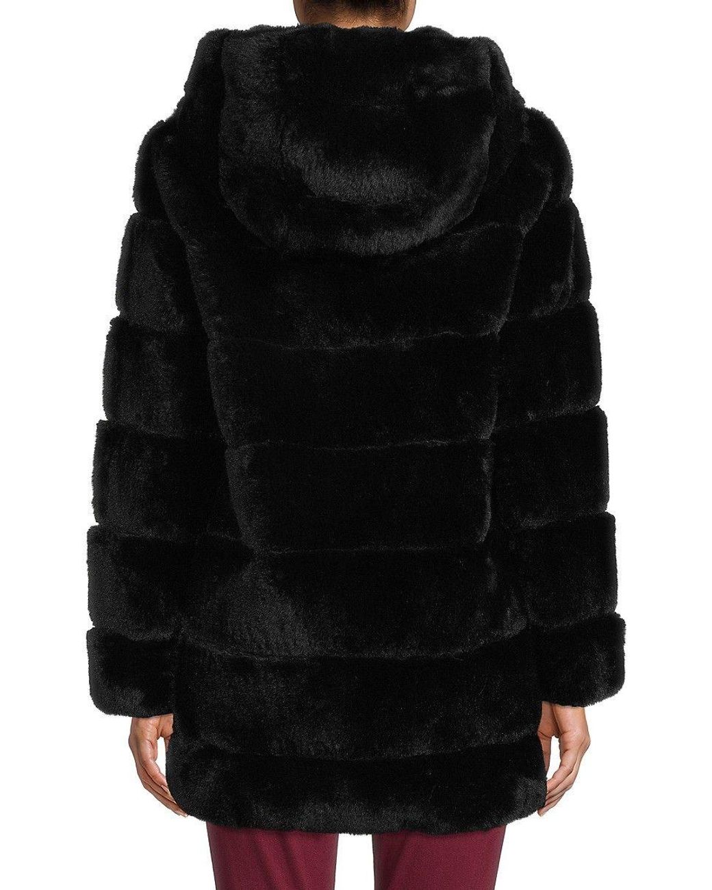 BCBGMAXAZRIA Bcbgmaxazria Felicia Quilted Faux Fur Hooded Coat in Black ...