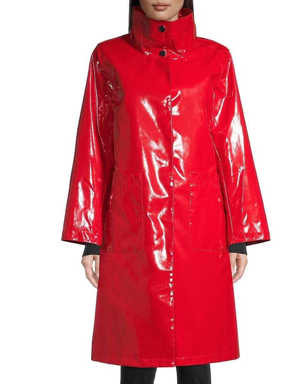Jane Post Funnel Collar Rain Slicker in Red | Lyst
