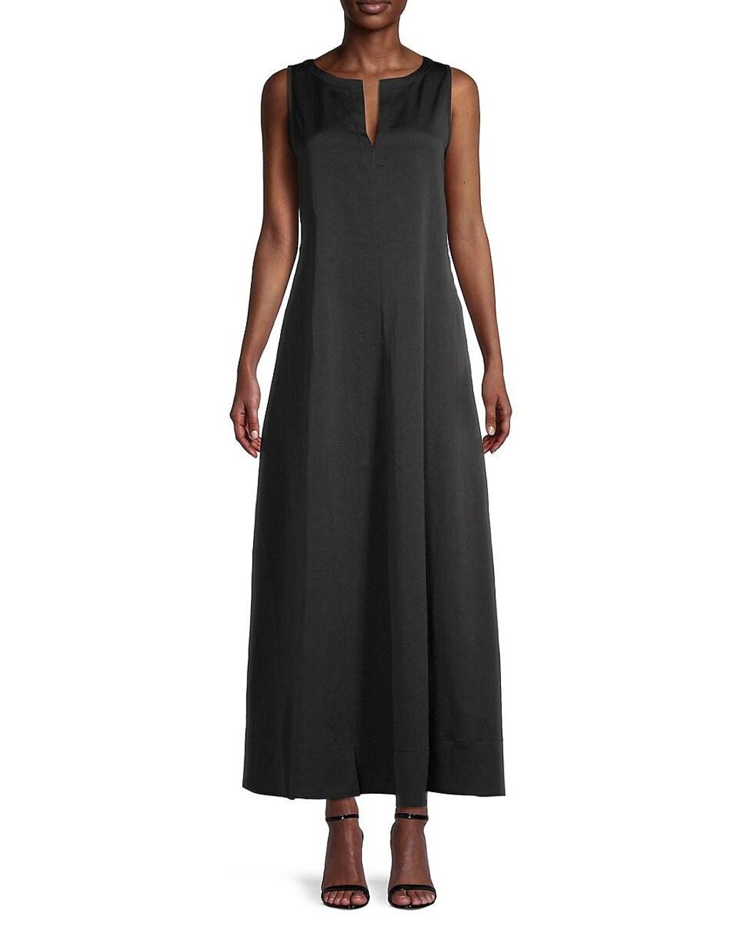 Donna Karan Sleeveless Princess Midi Dress in Black | Lyst
