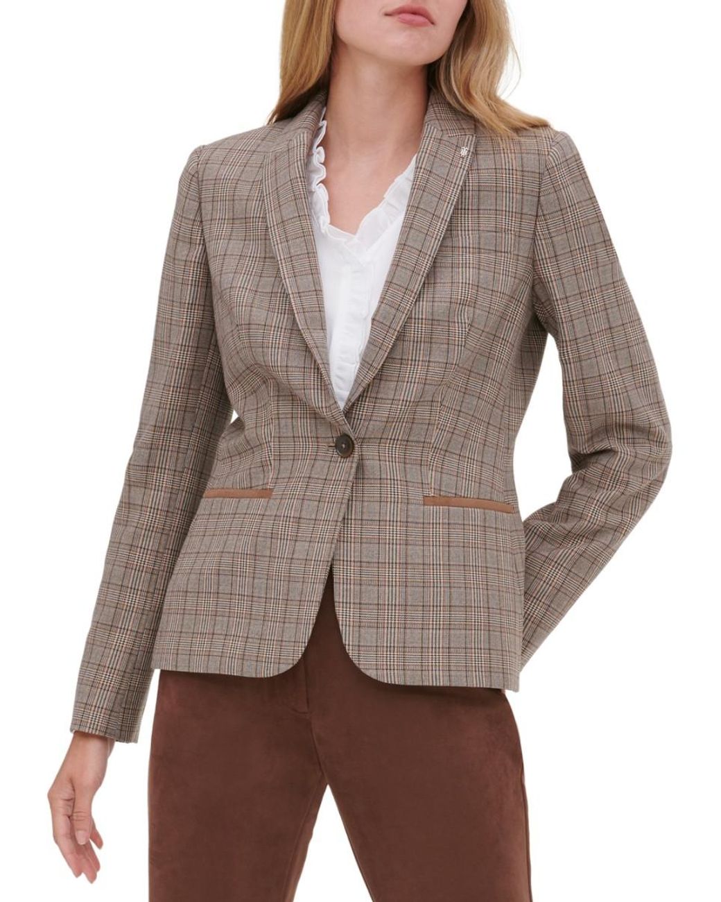 Tommy Hilfiger Elbow-Patch Plaid Blazer - Macy's