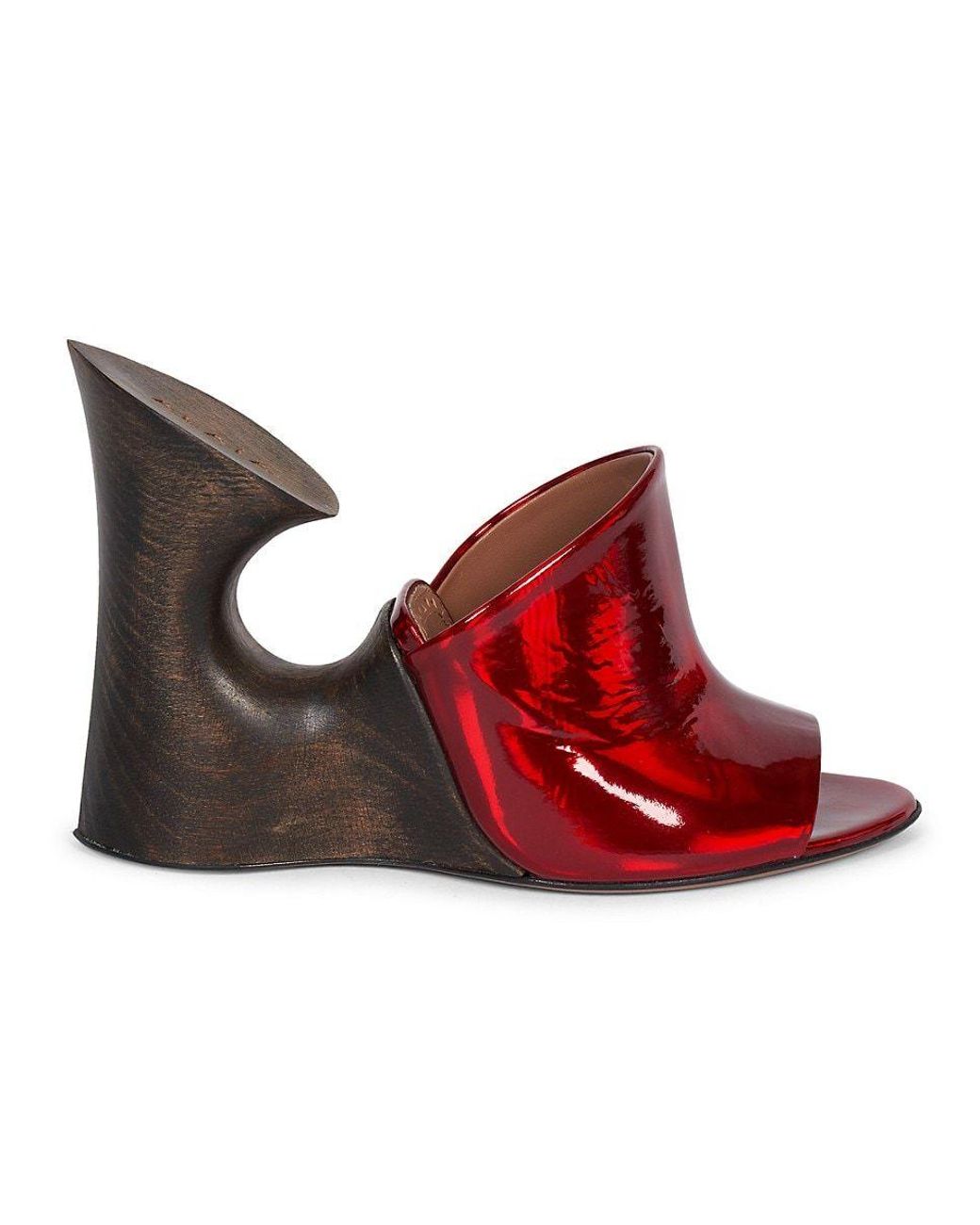 Red leather shop mules
