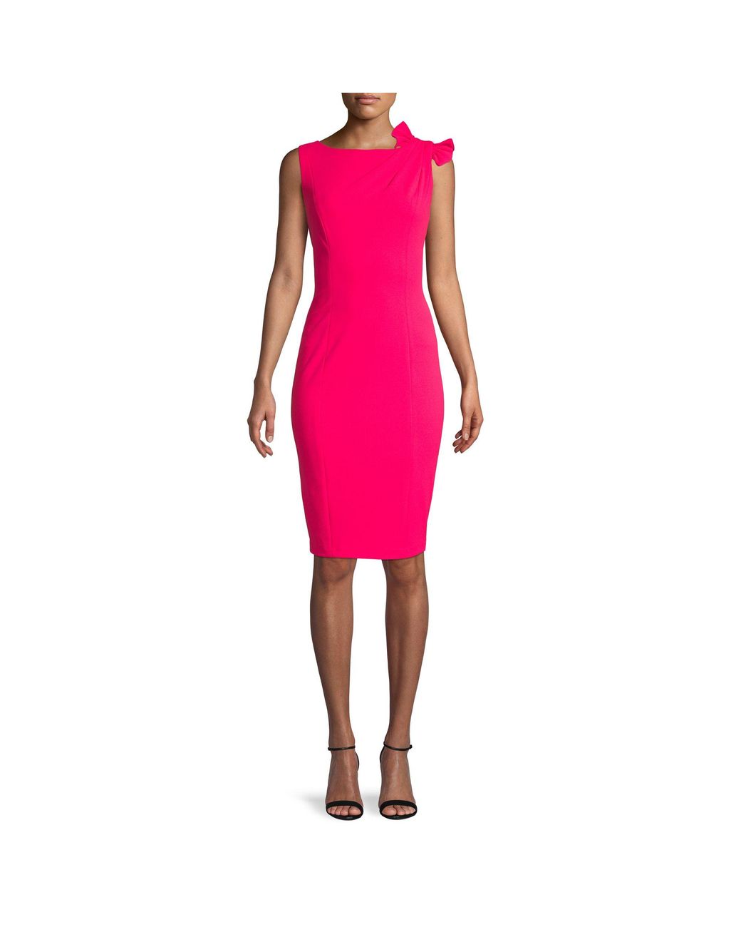 Calvin Klein Bow-shoulder Sheath Dress in Pink | Lyst