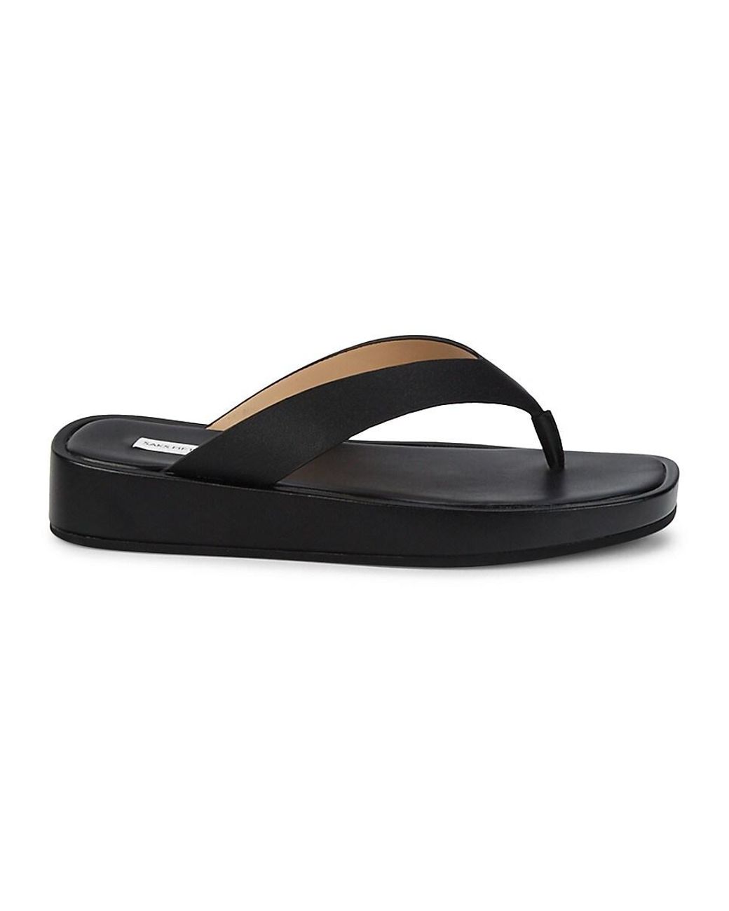 Saks Fifth Avenue Sasha Thong-toe Platform Leather Sandals in Black | Lyst