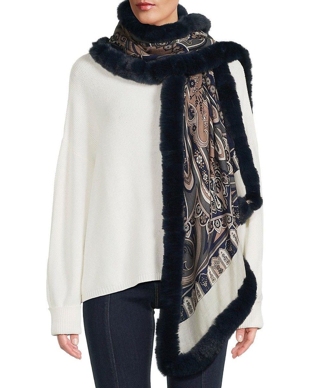 La fiorentina faux fur poncho Clearance