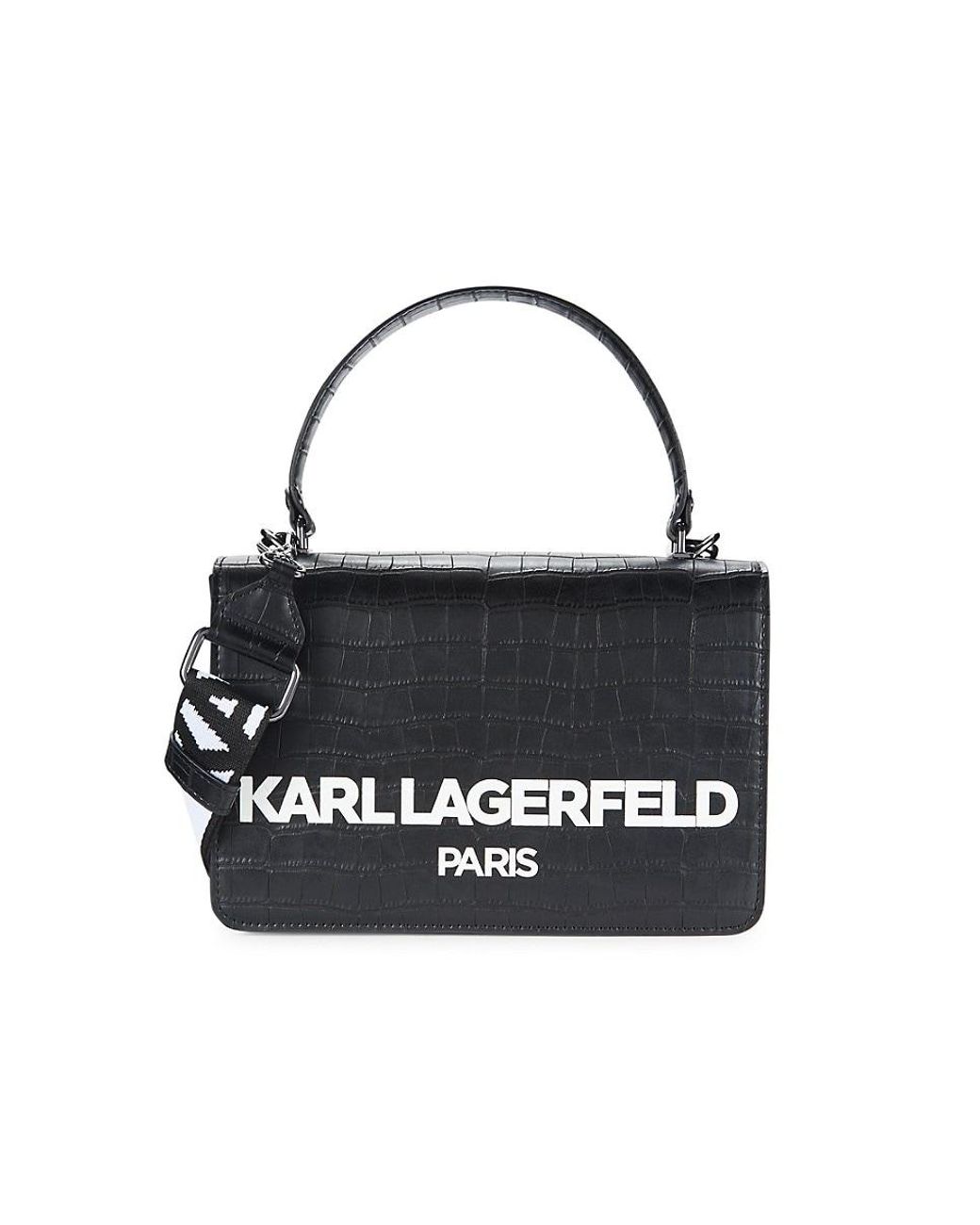 Karl Lagerfeld Simone Croc-embossed Satchel in Black | Lyst Canada