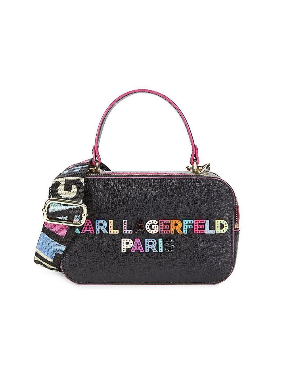 Karl Lagerfeld Simone Embellished Logo Leather Camera Crossbody Bag in ...