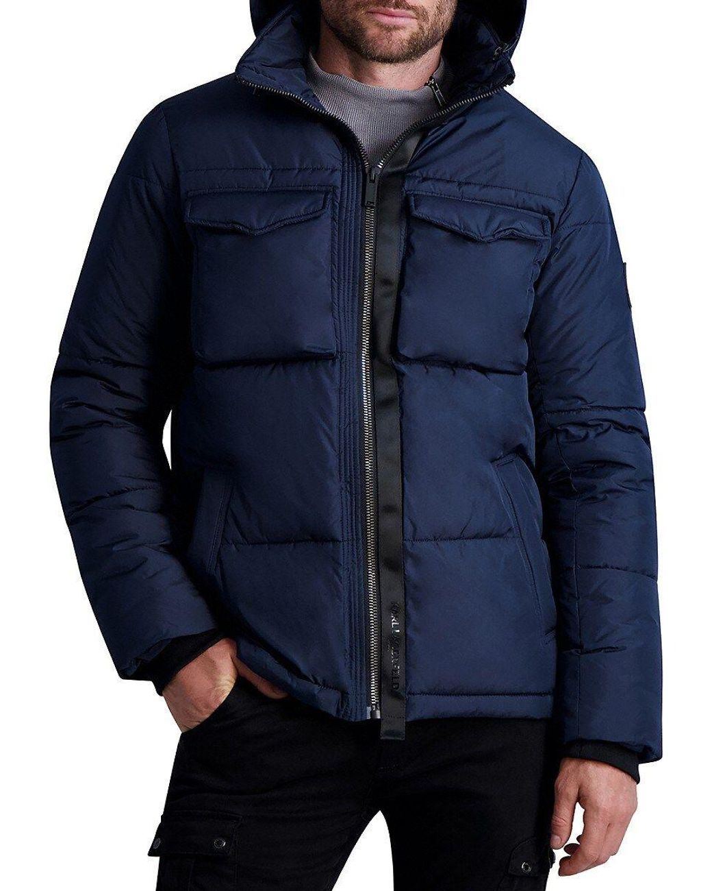 Karl Lagerfeld Utility Puffer Jacket in Blue for Men | Lyst