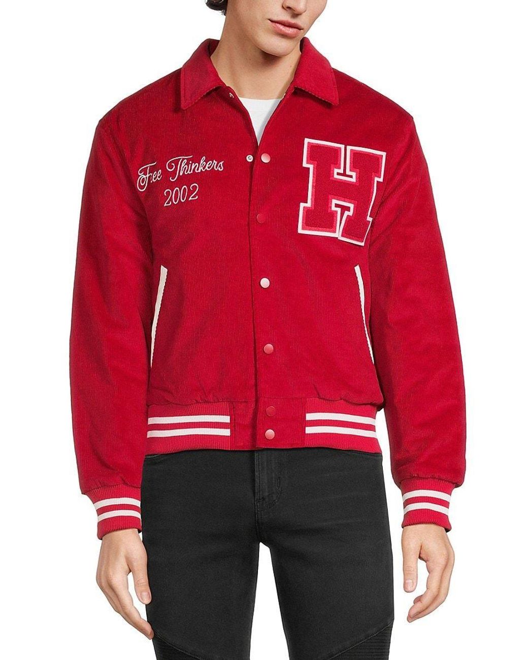 H by Hudson Hudson Corduroy Varsity Jacket in Red for Men Lyst