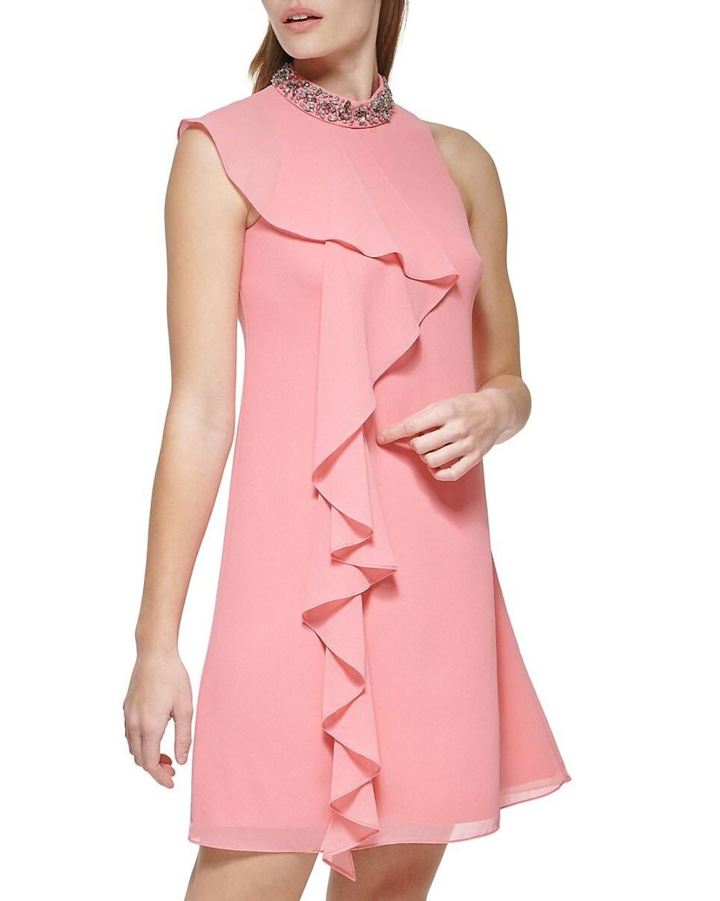 Vince Camuto Beaded Ruffle Mini Shift Dress in Blue Lyst