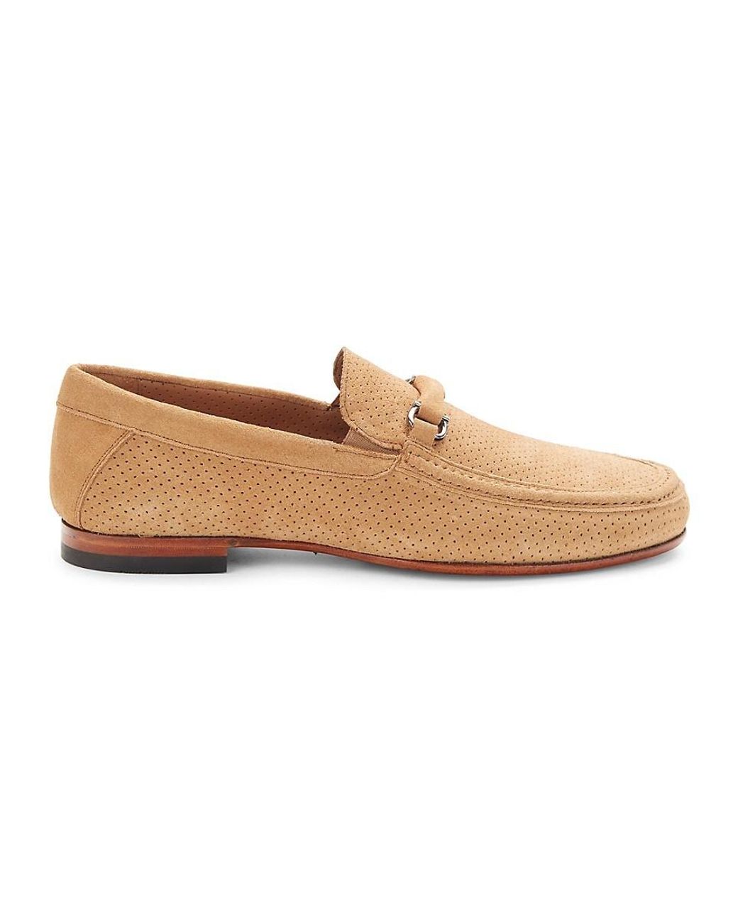 Mezlan Perforated Suede Loafers in Natural for Men | Lyst
