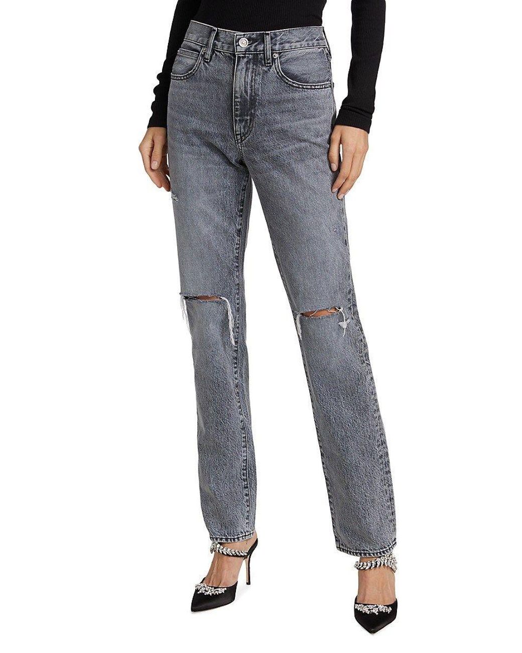 SLVRLAKE Denim Sierra Ripped Straight Leg Jeans in Blue | Lyst