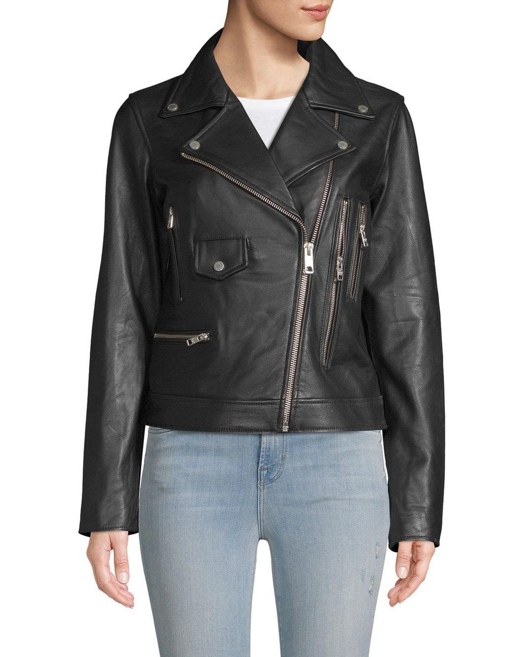 William Rast Leather Moto Jacket in Black | Lyst UK