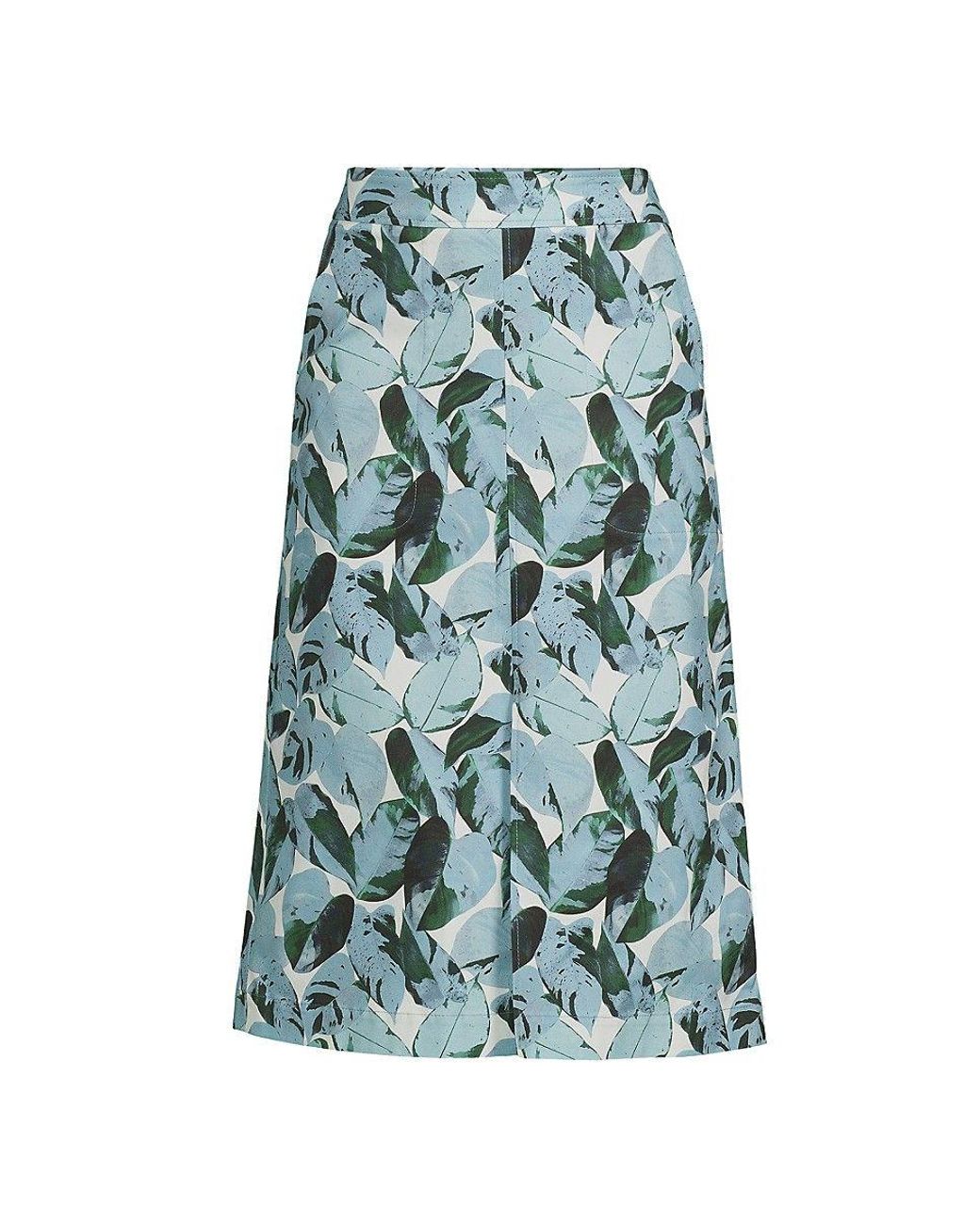 Akris Punto Tropical Leaf A Line Midi Skirt in Green | Lyst