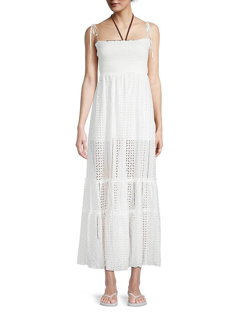 Elan Eyelet-embroidered Tiered Dress in White | Lyst