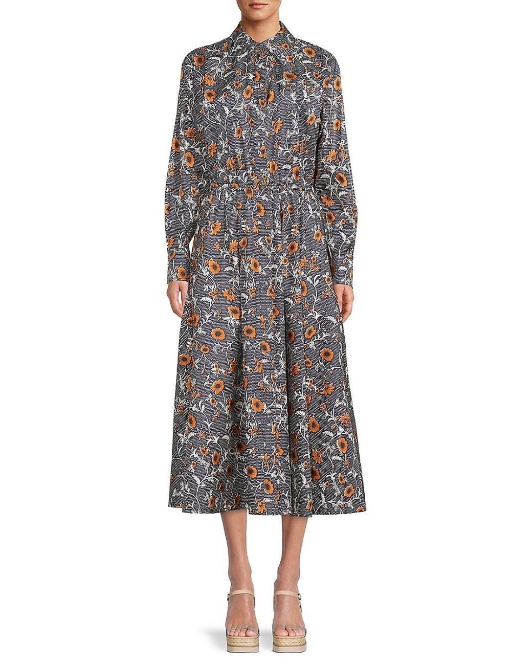 Teri Jon Synthetic Embroidered Floral Fit-&-flare Dress | Lyst