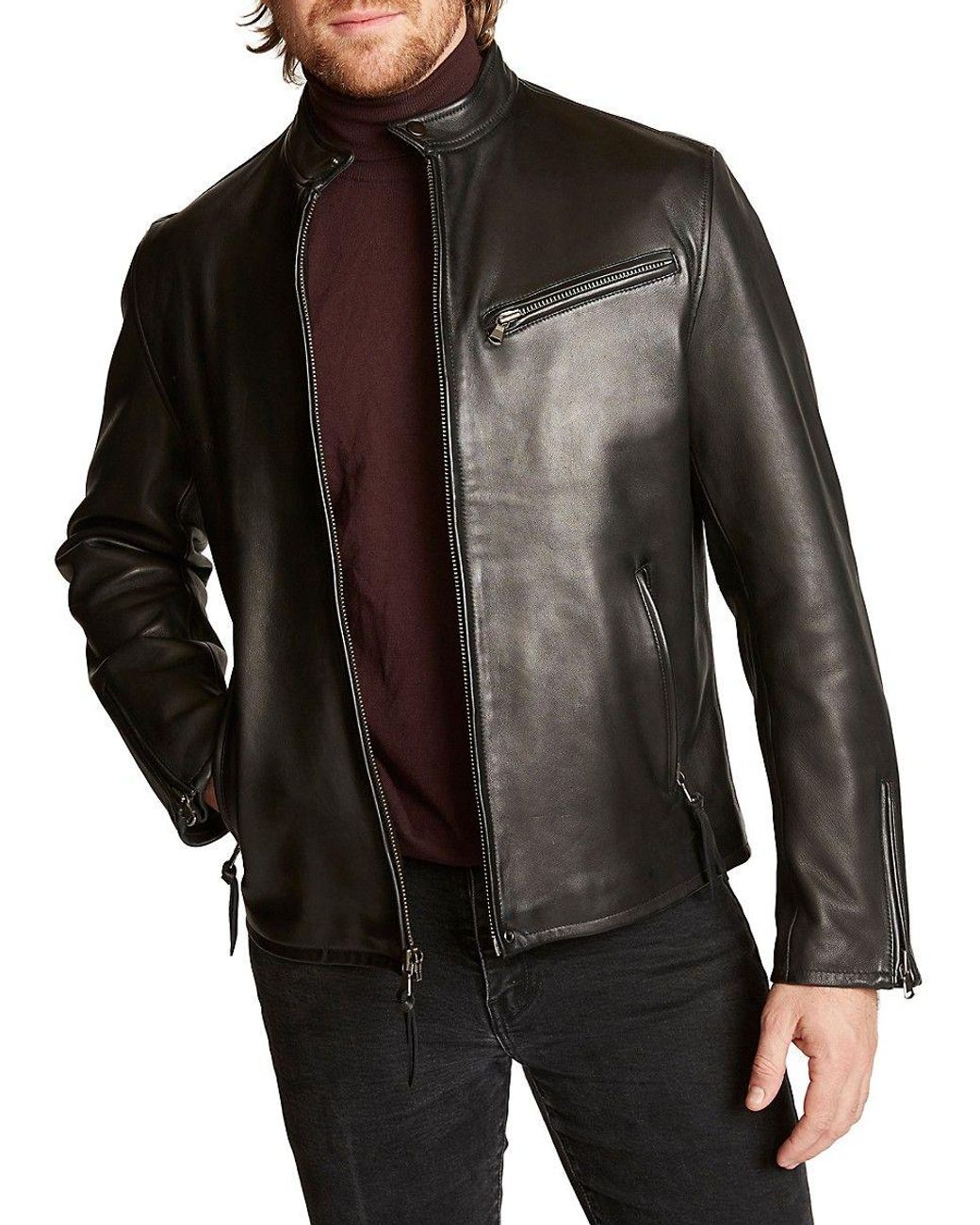 Robert Graham Vegan Leather Biker Jacket in Black for Men | Lyst