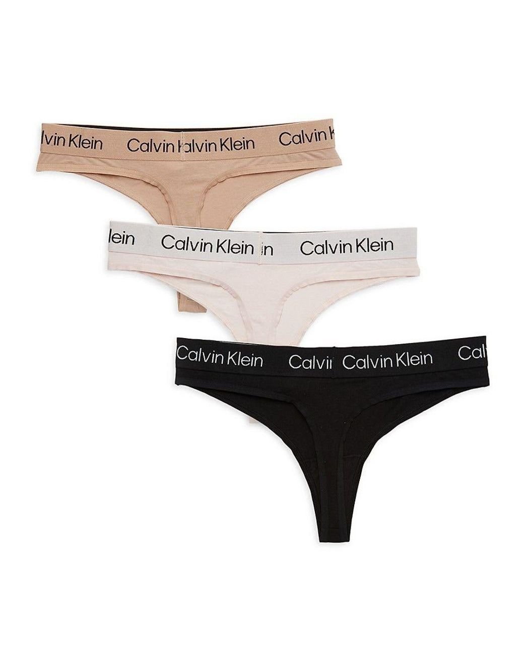 Calvin Klein 3-piece Logo Thong Briefs Set in White | Lyst
