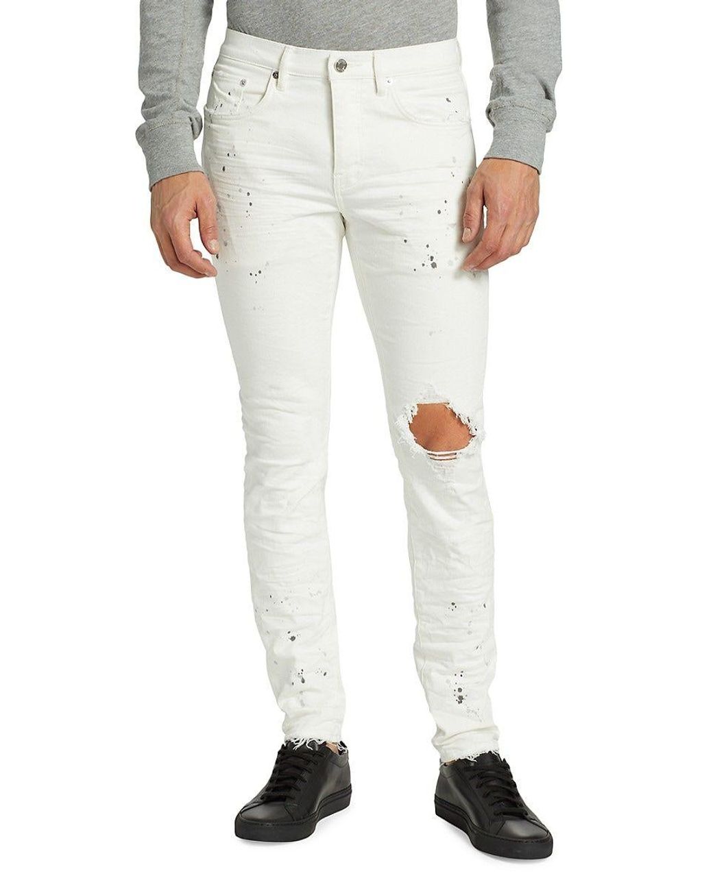 Purple Brand D P001 Optic Paint Blowout Jeans in White for Men | Lyst