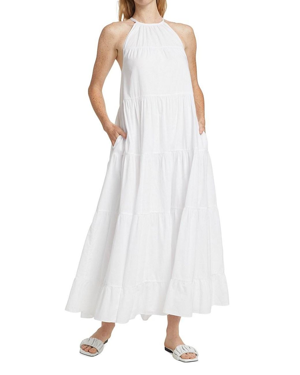 RHODE Julia Tiered Maxi Dress in White | Lyst