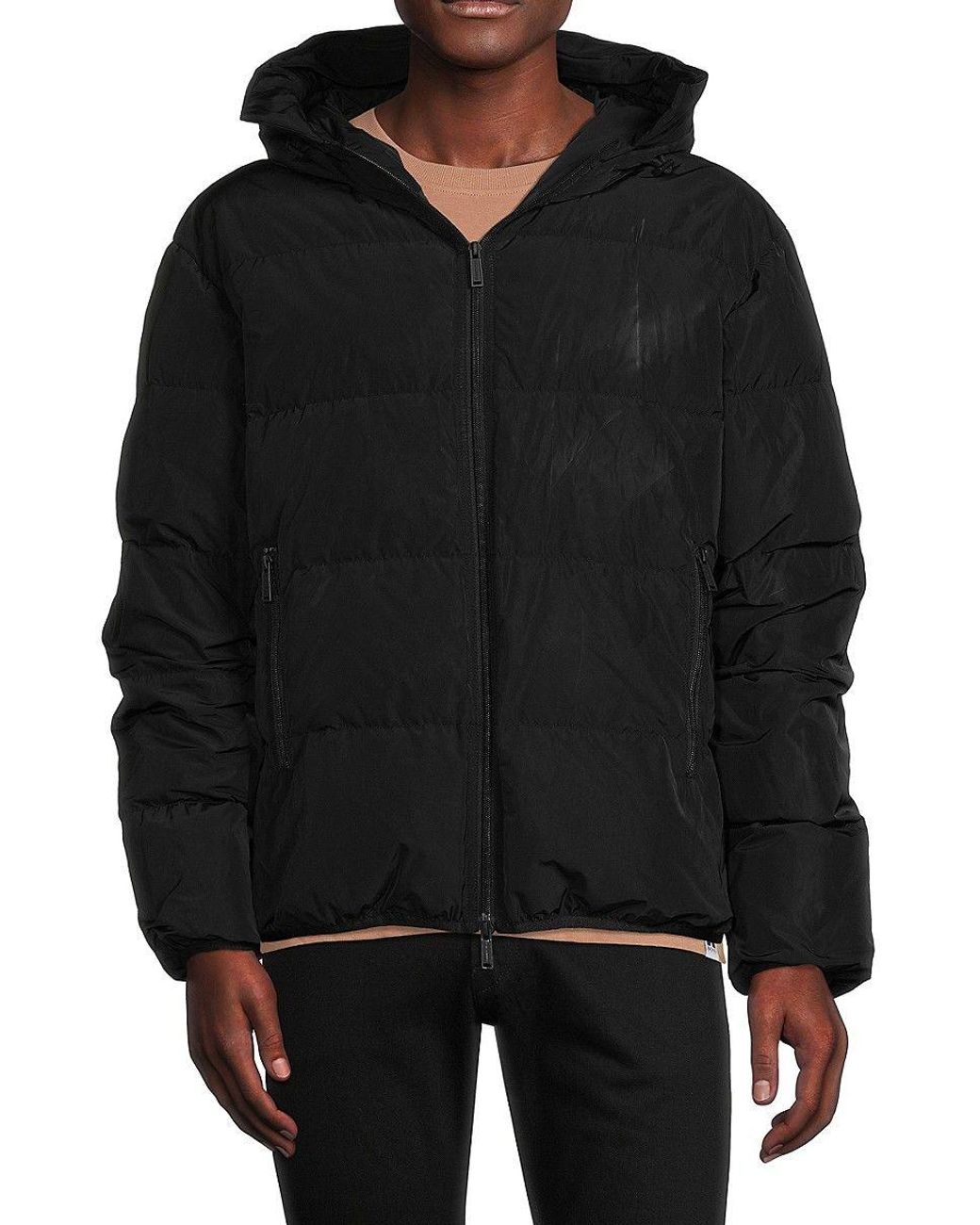 DSquared² Graphic Down Hooded Puffer Jacket in Black for Men | Lyst