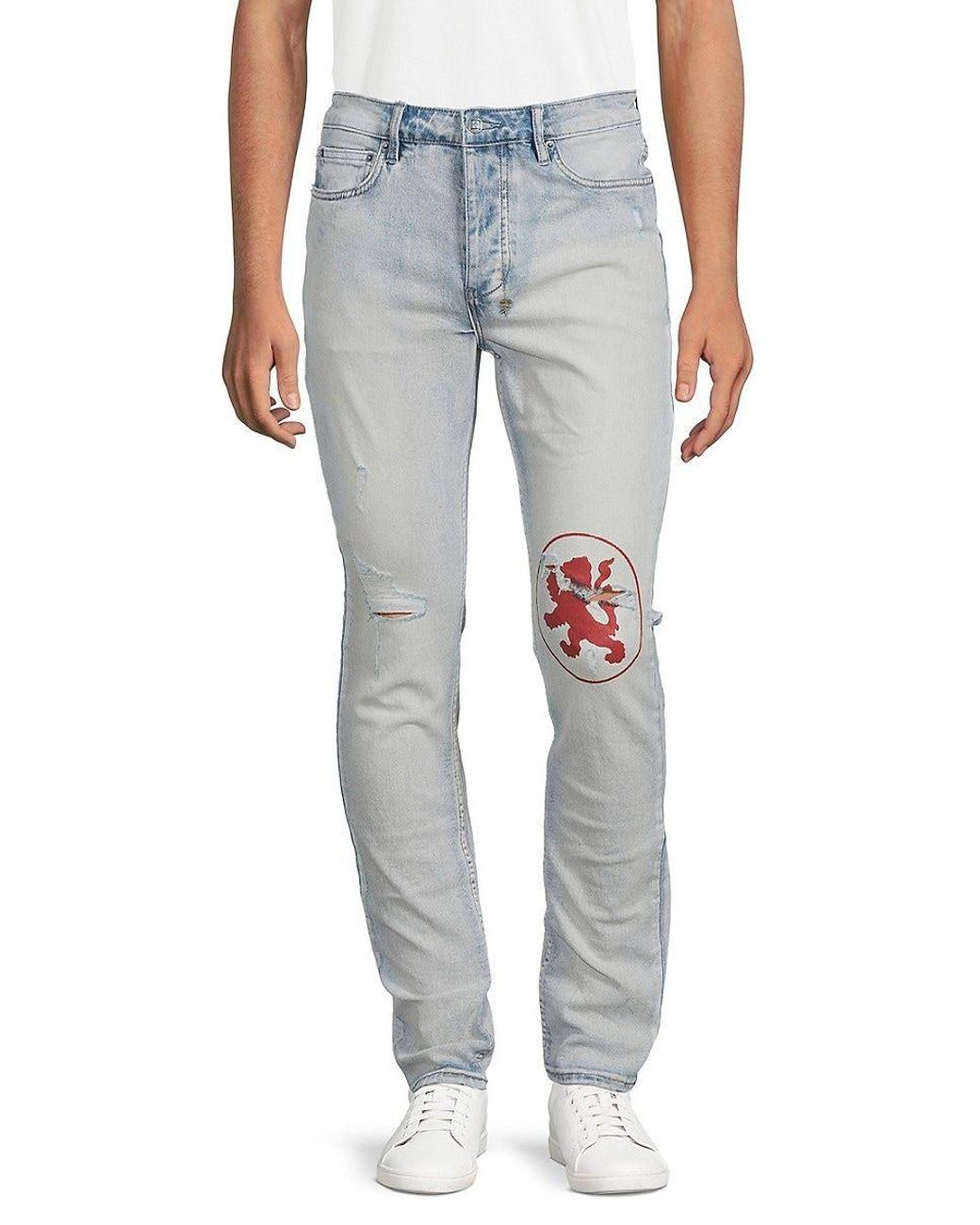 Ksubi Chitch Lion Slim Tapered Fit Distressed Jeans in Gray for 