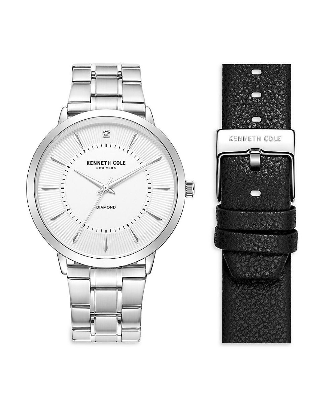 Kenneth Cole 43mm Stainless Steel Diamond Bracelet Leather