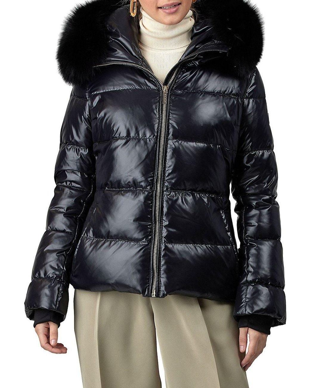 Gorski Apr s Ski Fox Fur Trim Down Puffer Jacket in Black Lyst