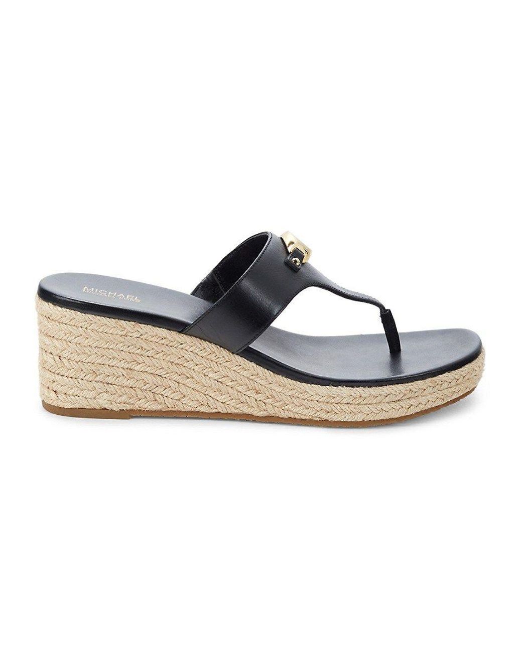 Michael Kors Tilly Leather Espadrille Thong Wedge Sandals in Blue | Lyst