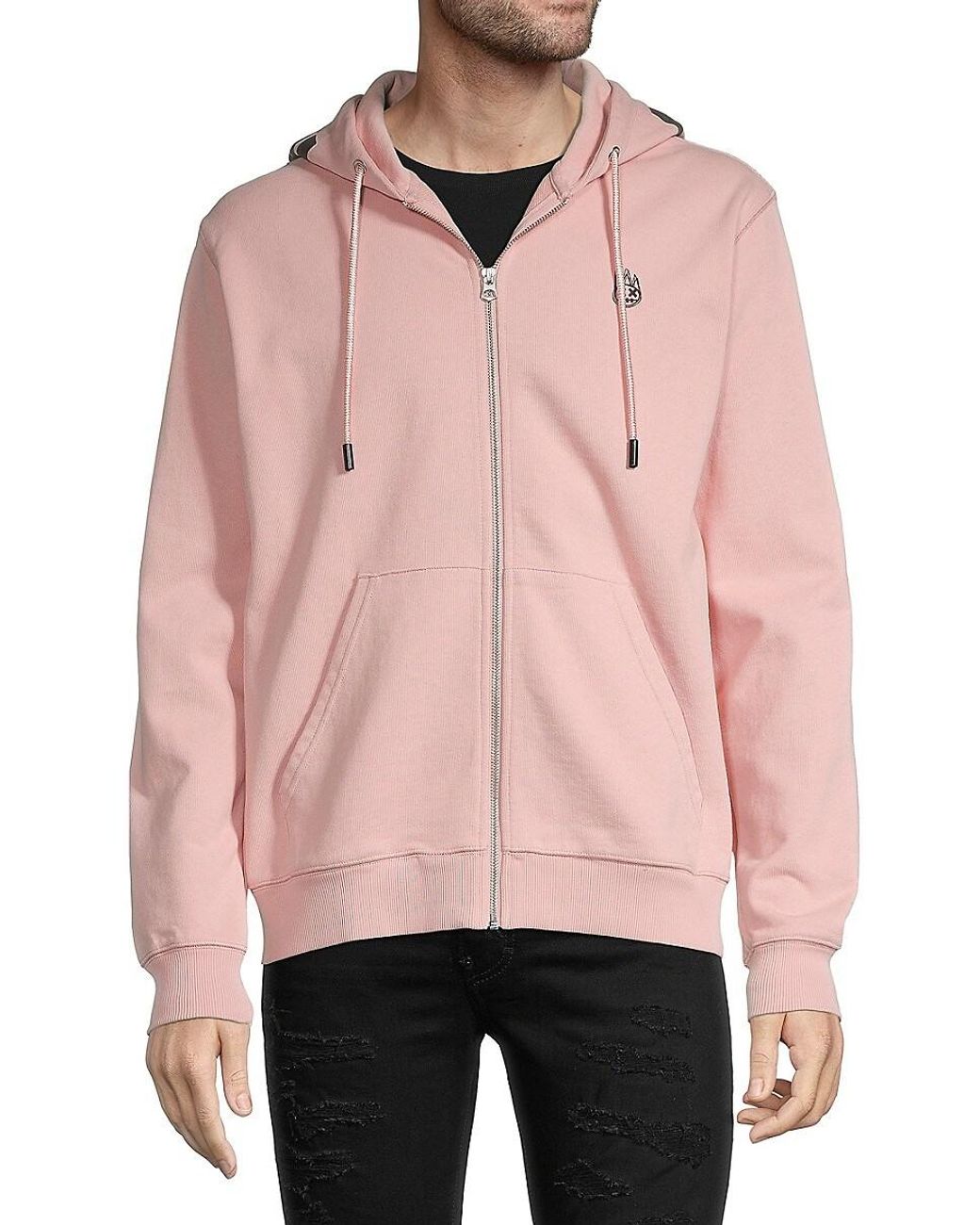 Cult Of Individuality Logoback Zipfront Hoodie in Pink for Men Lyst