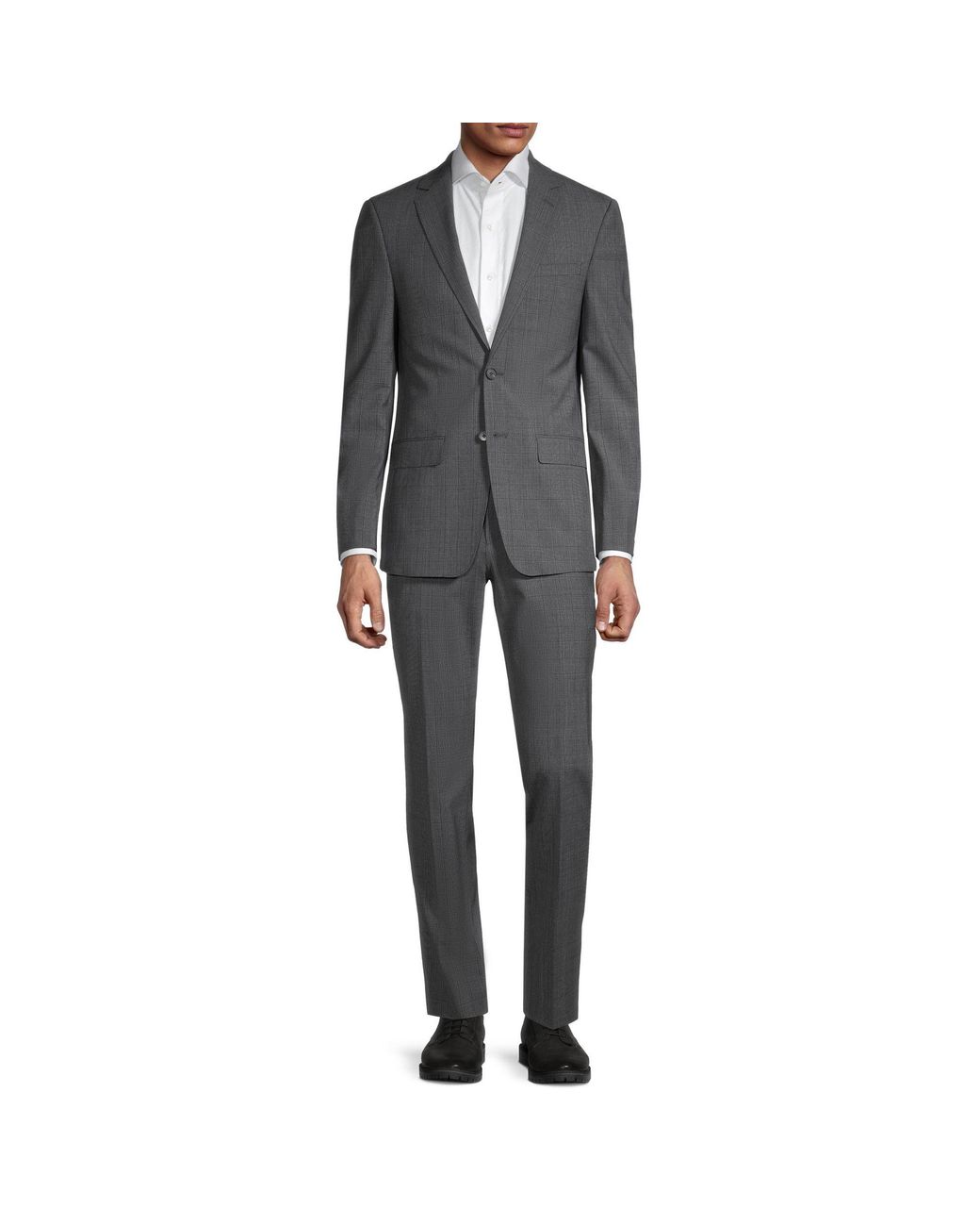 Calvin Klein Wool Extra Slim-fit Plaid Suit in Grey (Gray) for Men - Lyst