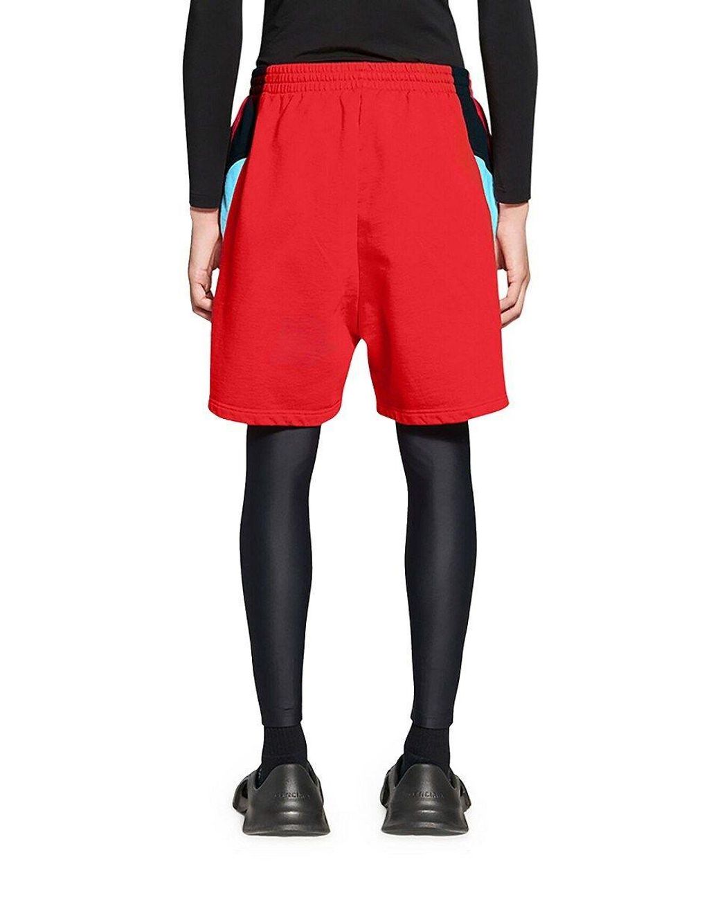 Balenciaga 3b Sports Icon Tracksuit Shorts in Red for Men | Lyst