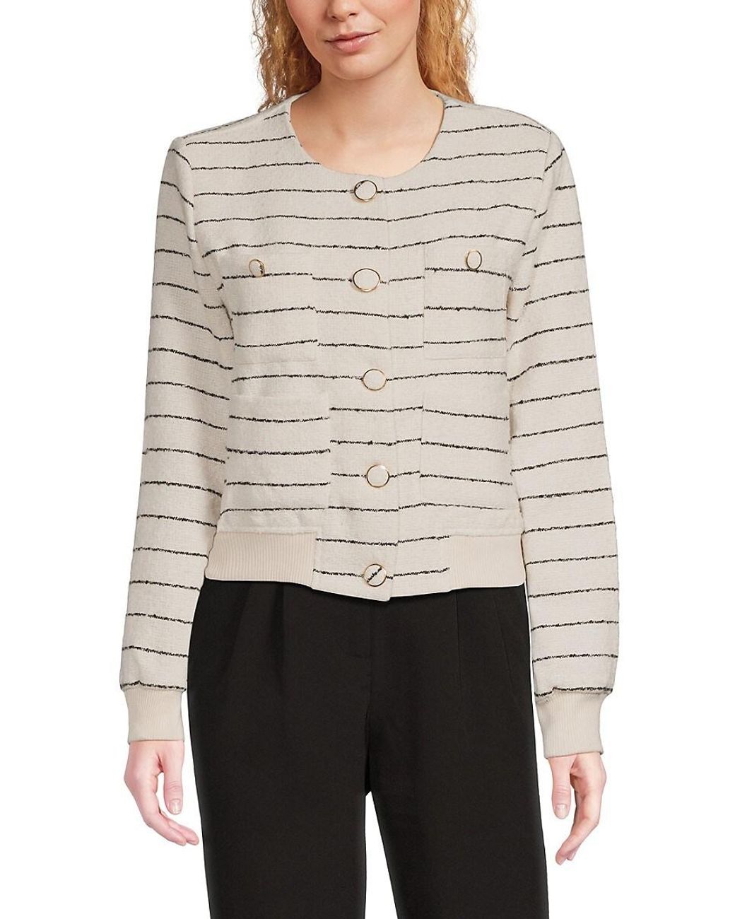 トップス THE BOLDMAN Stripe Knit Jacket トップス THE BOLDMAN Stripe Knit Jacket ZIPPERED KNIT JACKET