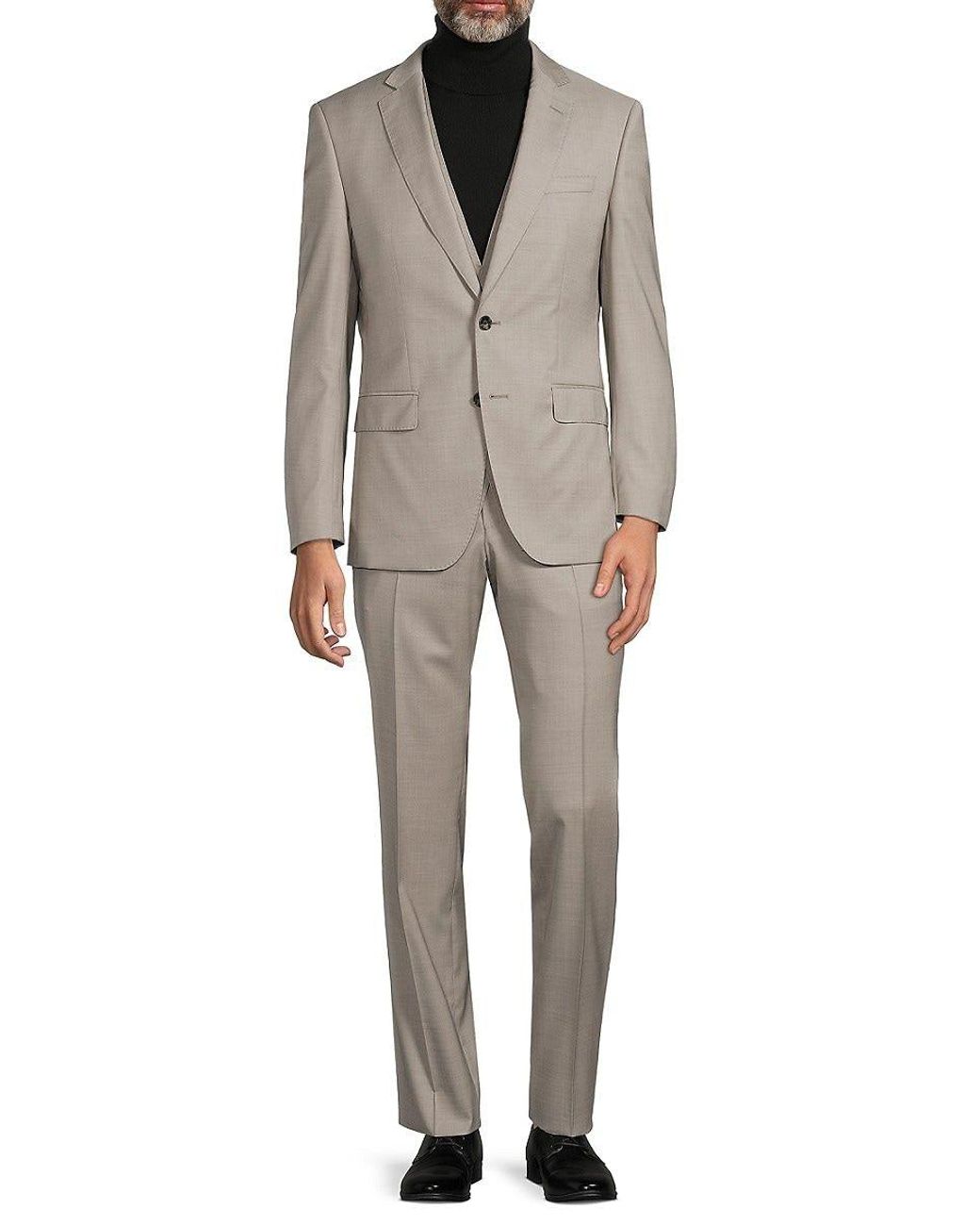 BOSS by HUGO BOSS 3 Piece Textured Virgin Wool Suit in Gray for Men | Lyst