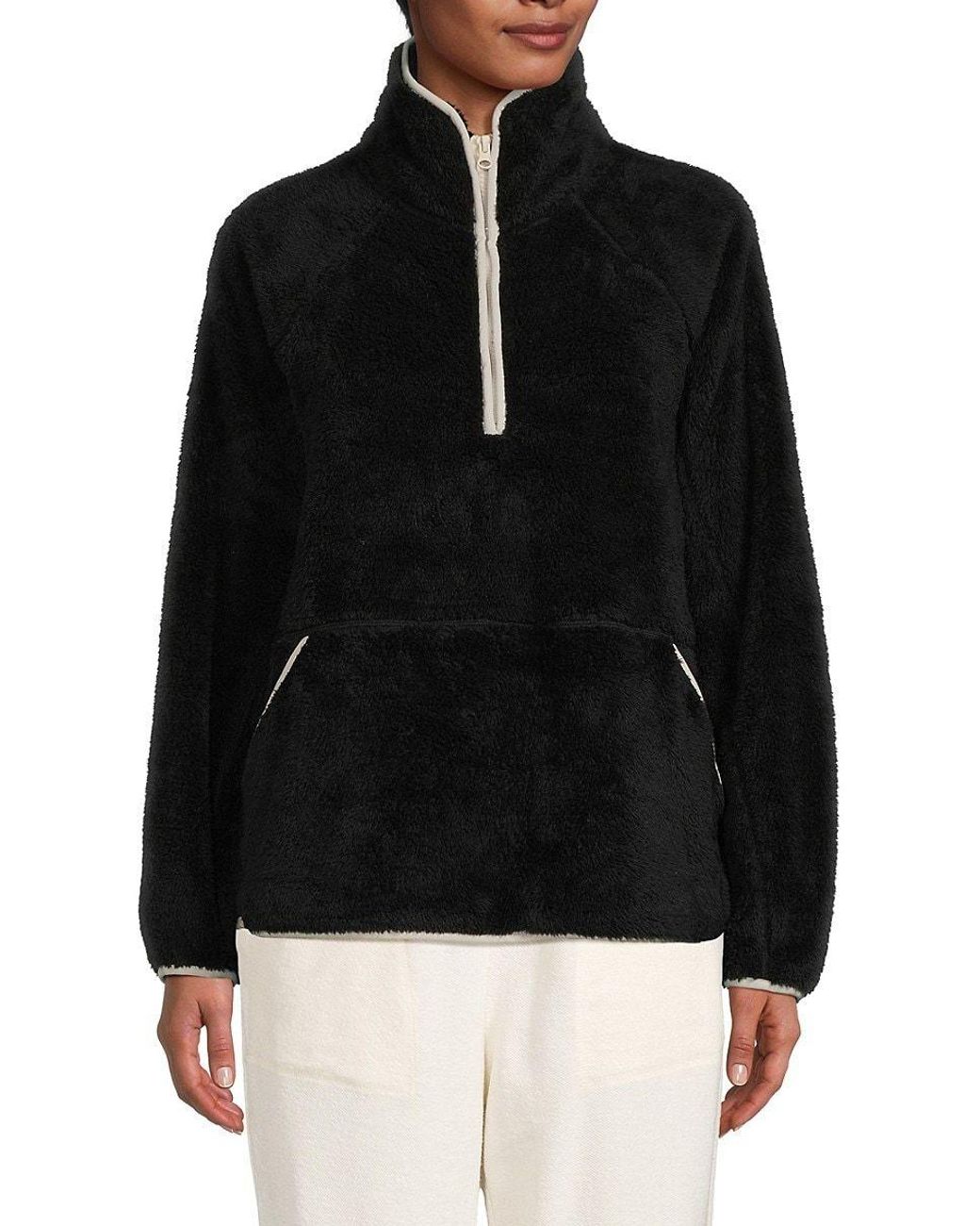 Faux shearling zip clearance pullover