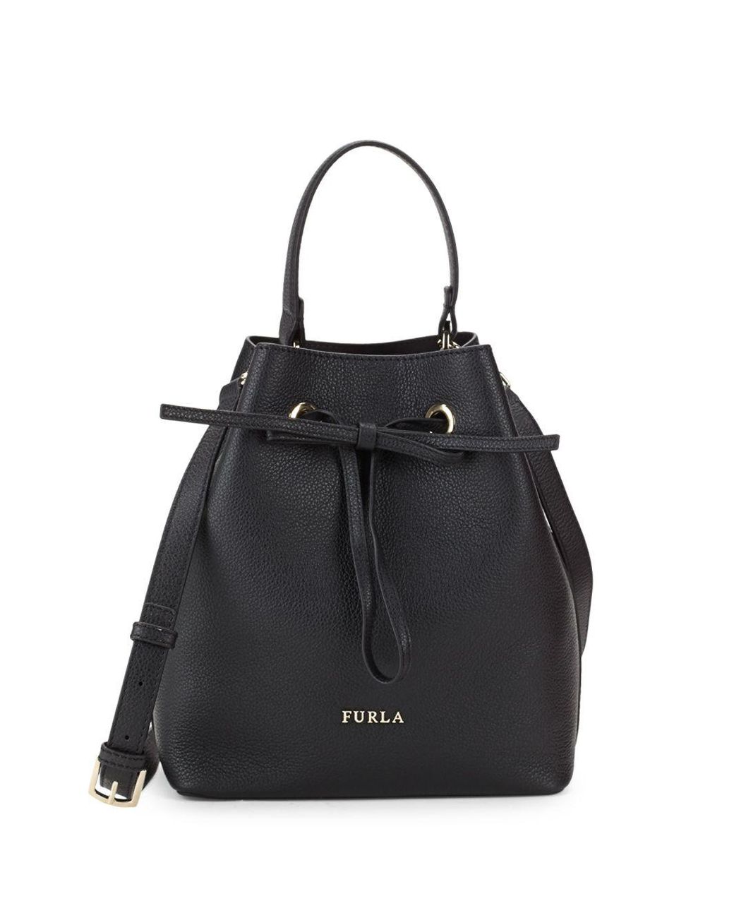 Furla Costanza Leather Bucket Bag in Black | Lyst