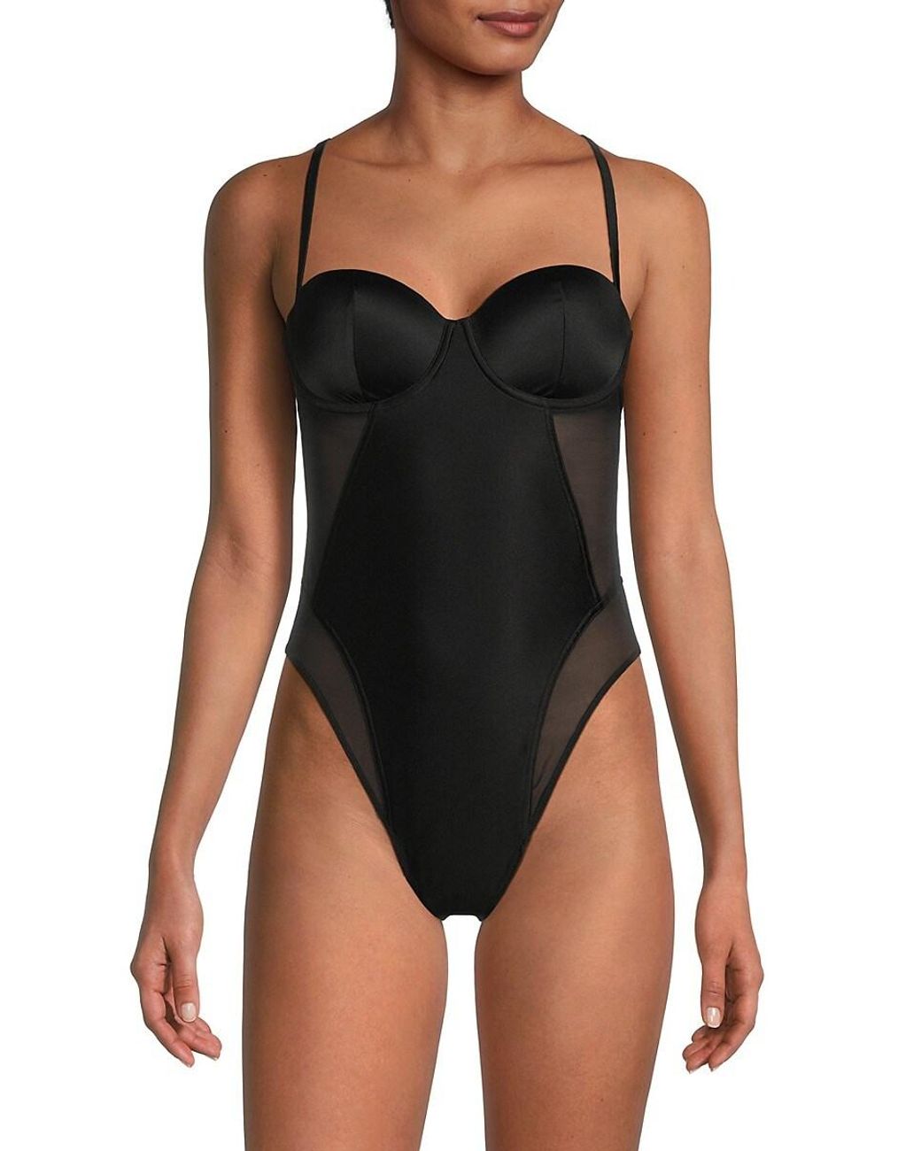 Wolford Stretch Silk Wired Bodysuit in Black