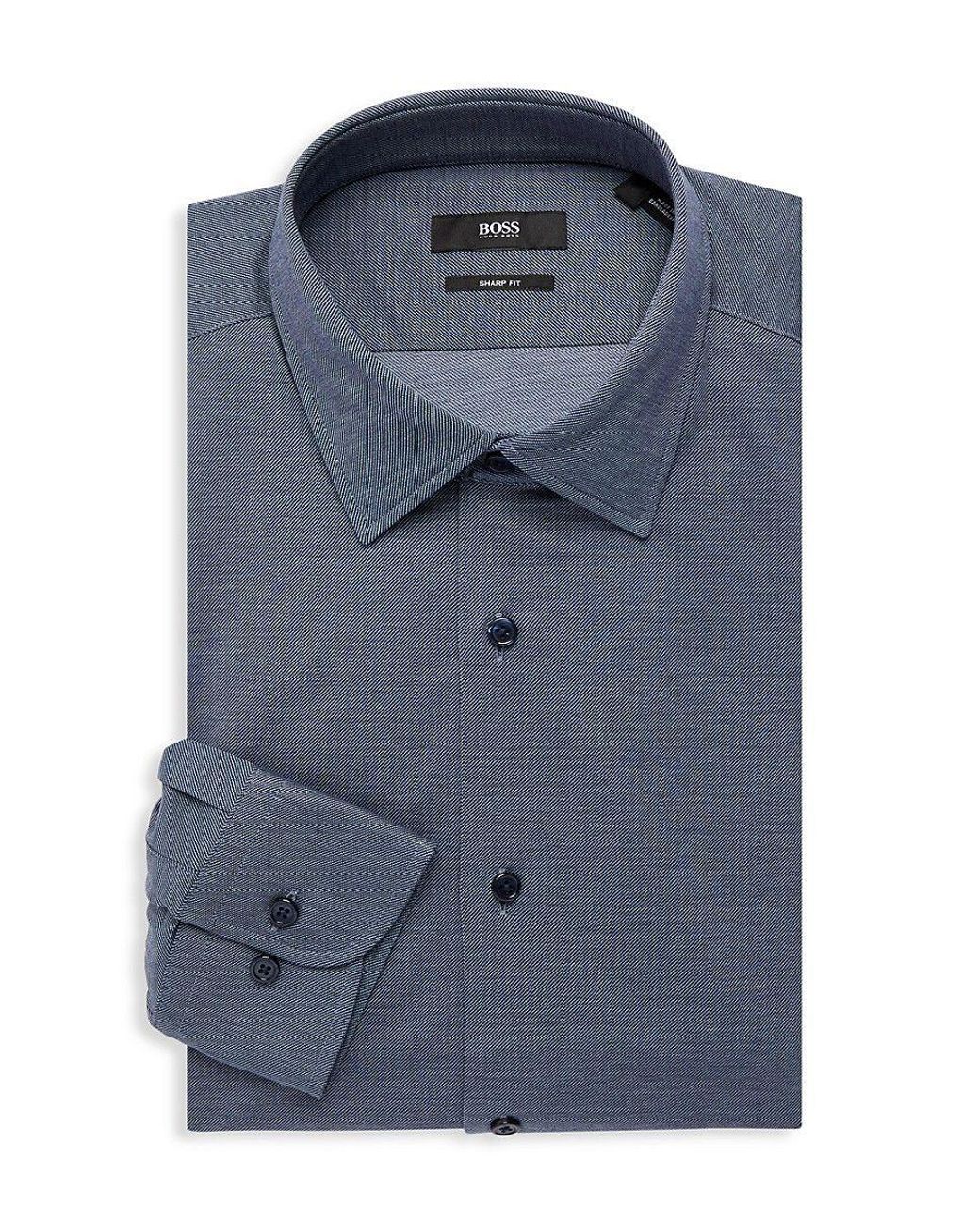 BOSS by HUGO BOSS Sharp Fit Twill Dress Shirt in Blue for Men | Lyst