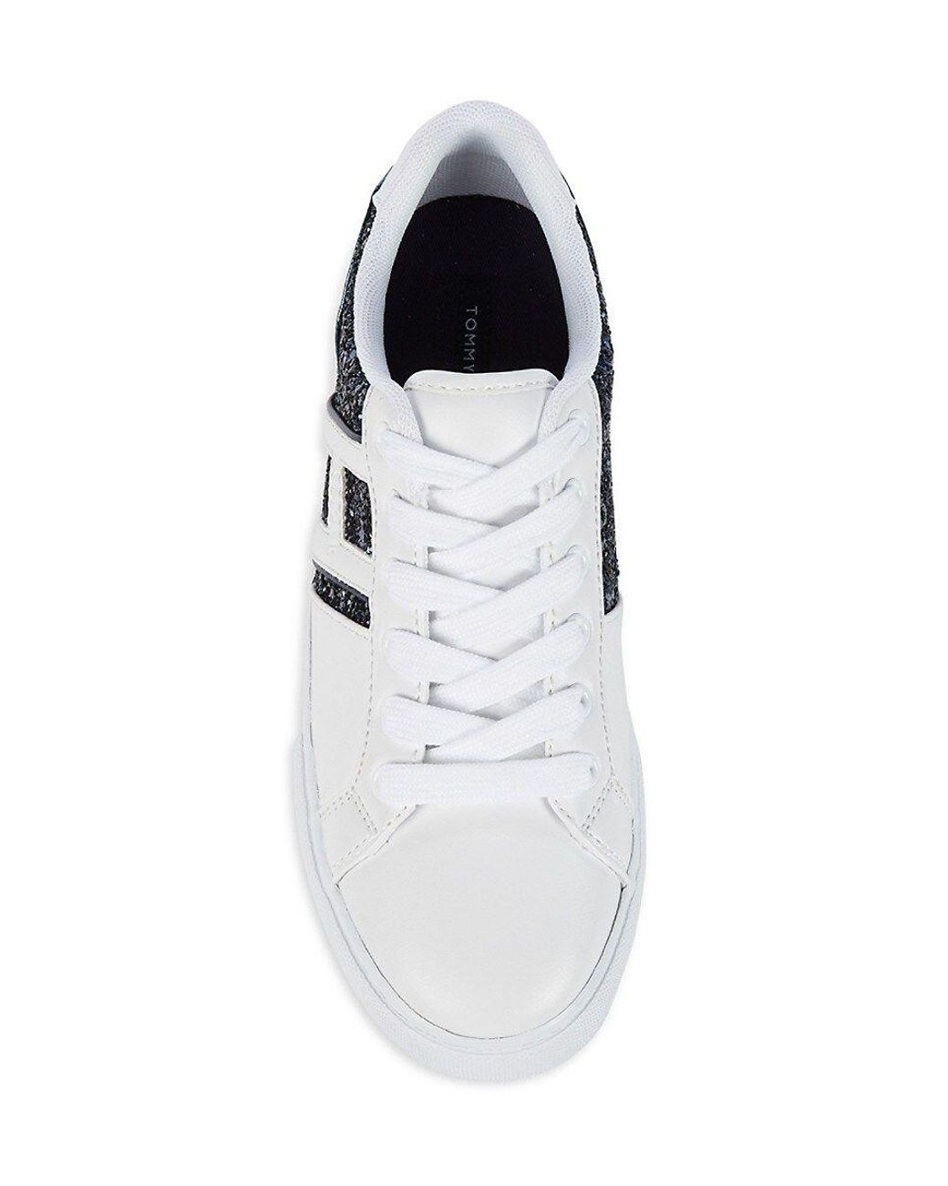 Tommy Hilfiger Lemii Metallic-embellished Low-cut Sneakers in White | Lyst