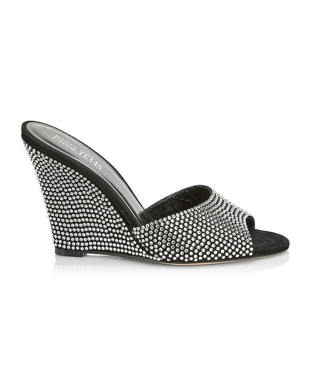 Paris Texas Holly Wanda Crystal-embellished Wedge Sandals in Grey ...