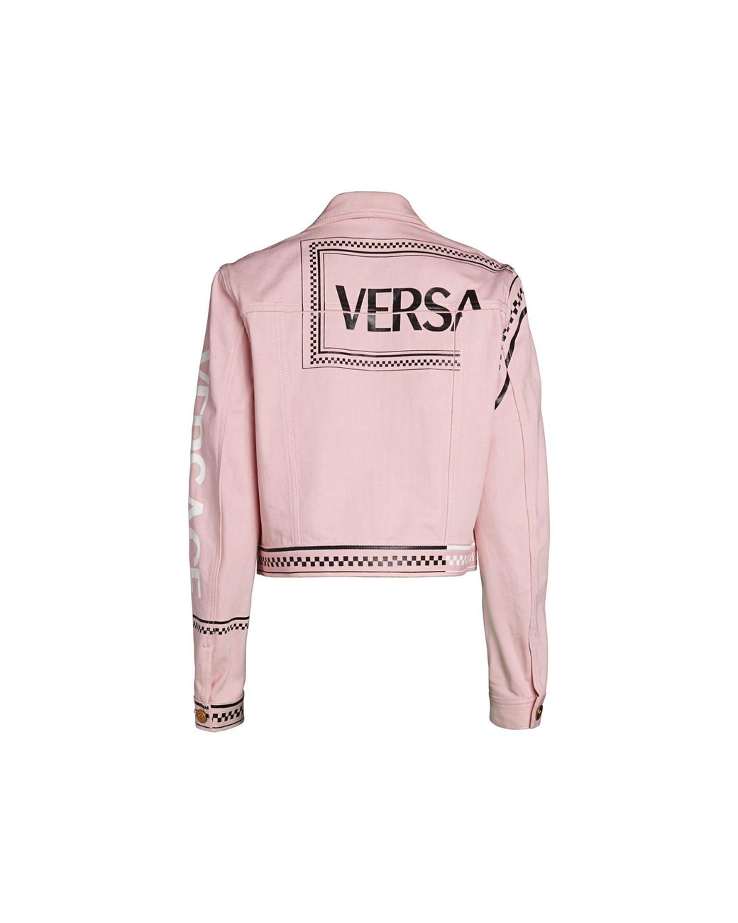 Versace Spliced Logo Denim Jacket in Pink