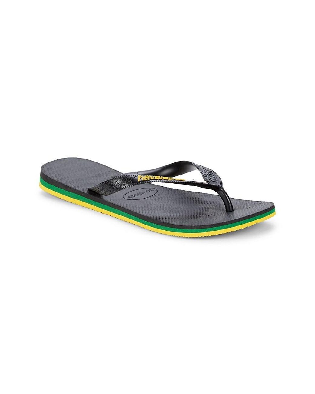 havaianas black brazil logo flip flops