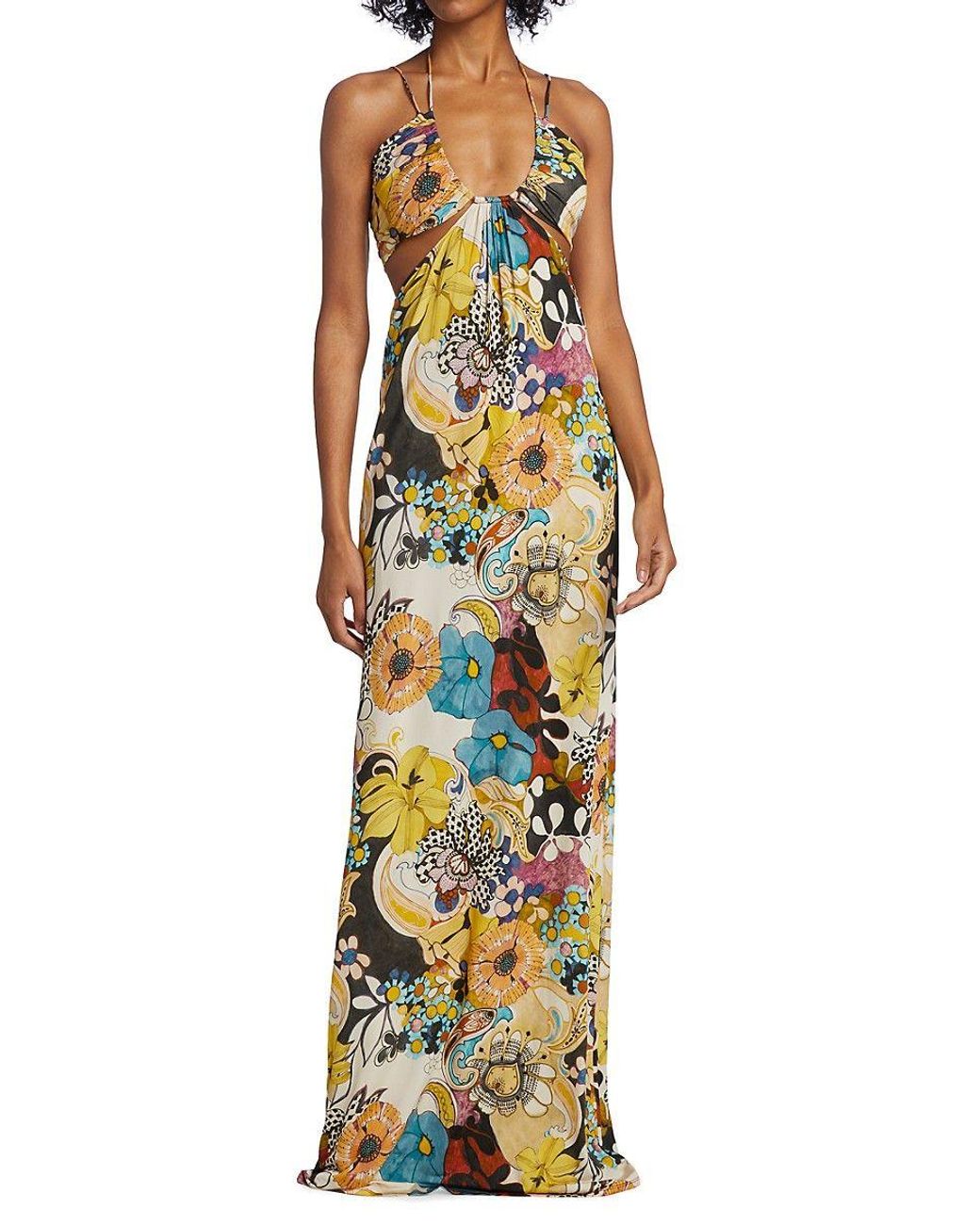 Alexis Cassandra Floral Cutout Maxi Dress in Metallic | Lyst