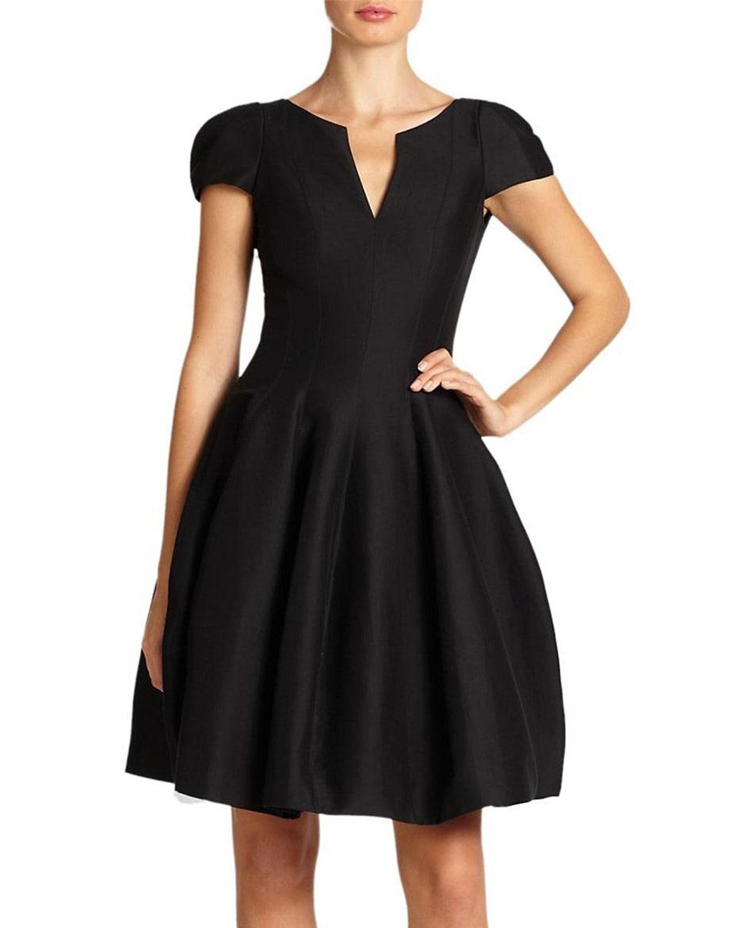 Halston Fit-and-flare Dress in Black | Lyst