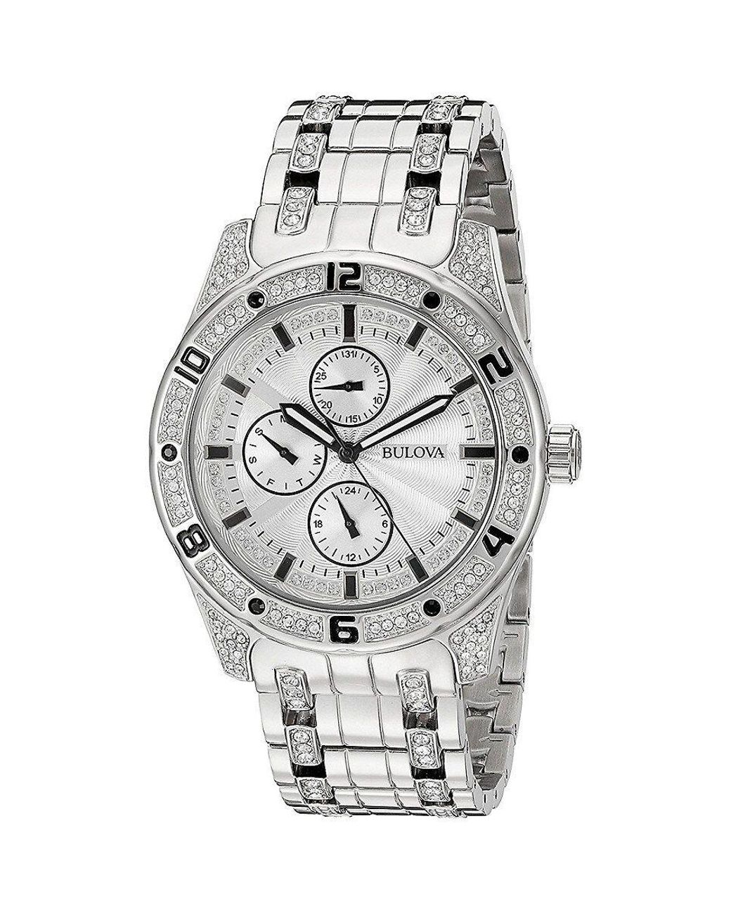 Lil landen George Bernard Bulova Swarovski Crystal Stainless Steel Bracelet Watch in Gray for Men |  Lyst