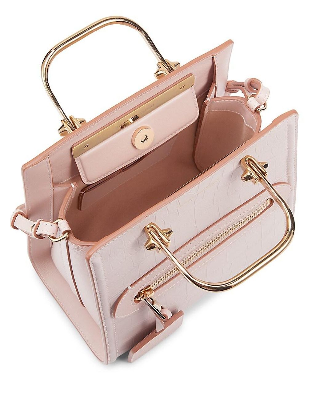 Alexander McQueen The Short Story Croc Embossed Leather Crossbody Bag in Pink Lyst