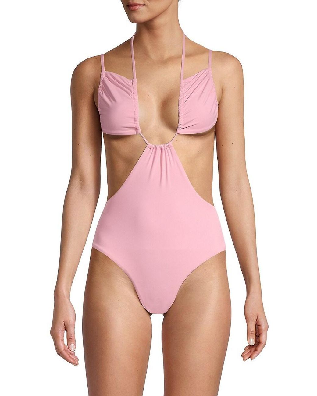 We Wore What Weworewhat Solidhued Onepiece Swimsuit in Pink Lyst