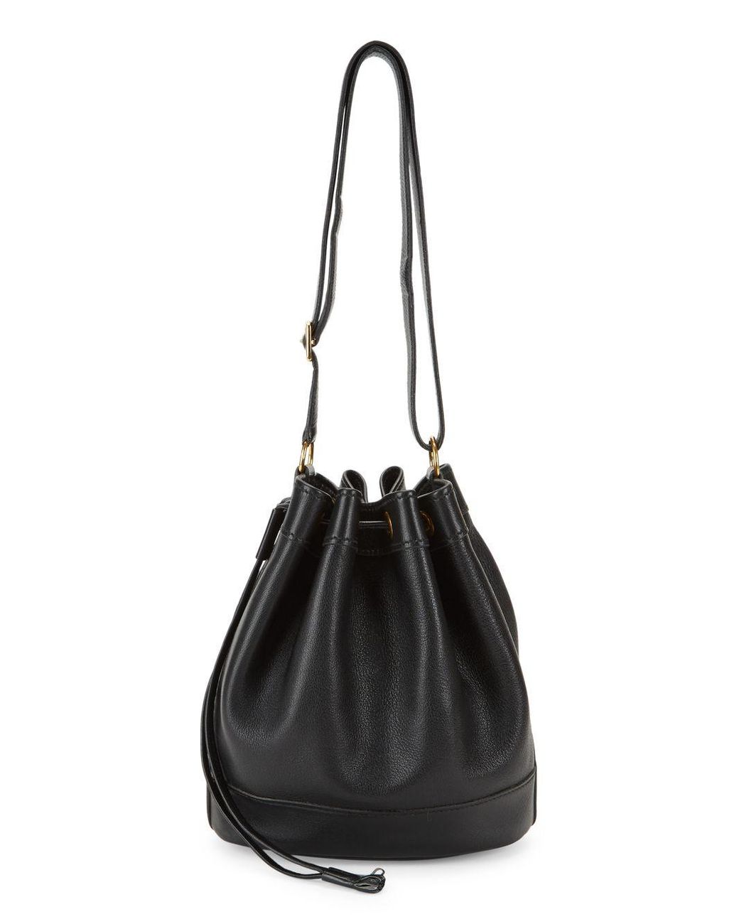 Hermès Vintage Gulliver Leather Bucket Bag in Black | Lyst
