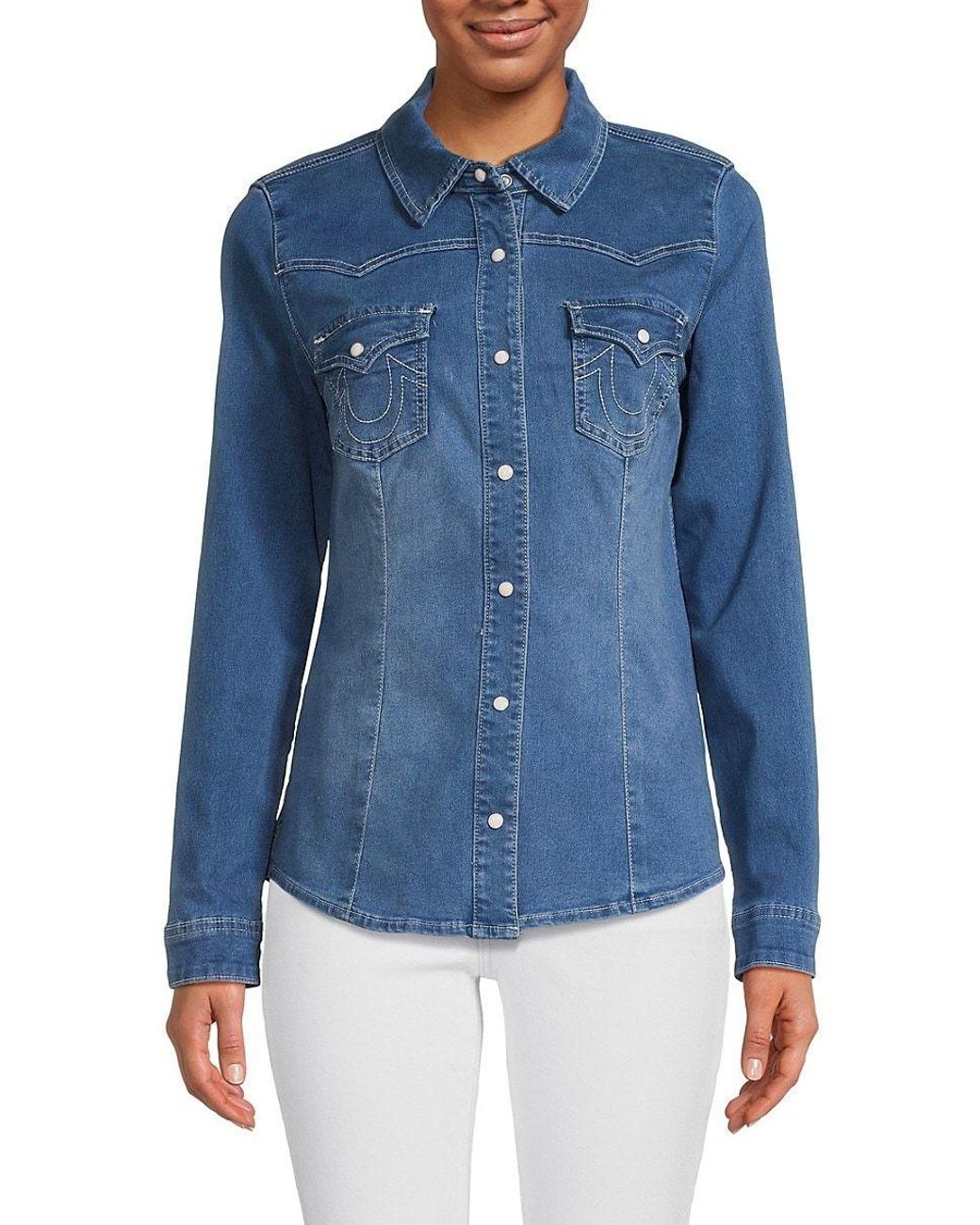 True religion blue jean deals shirt