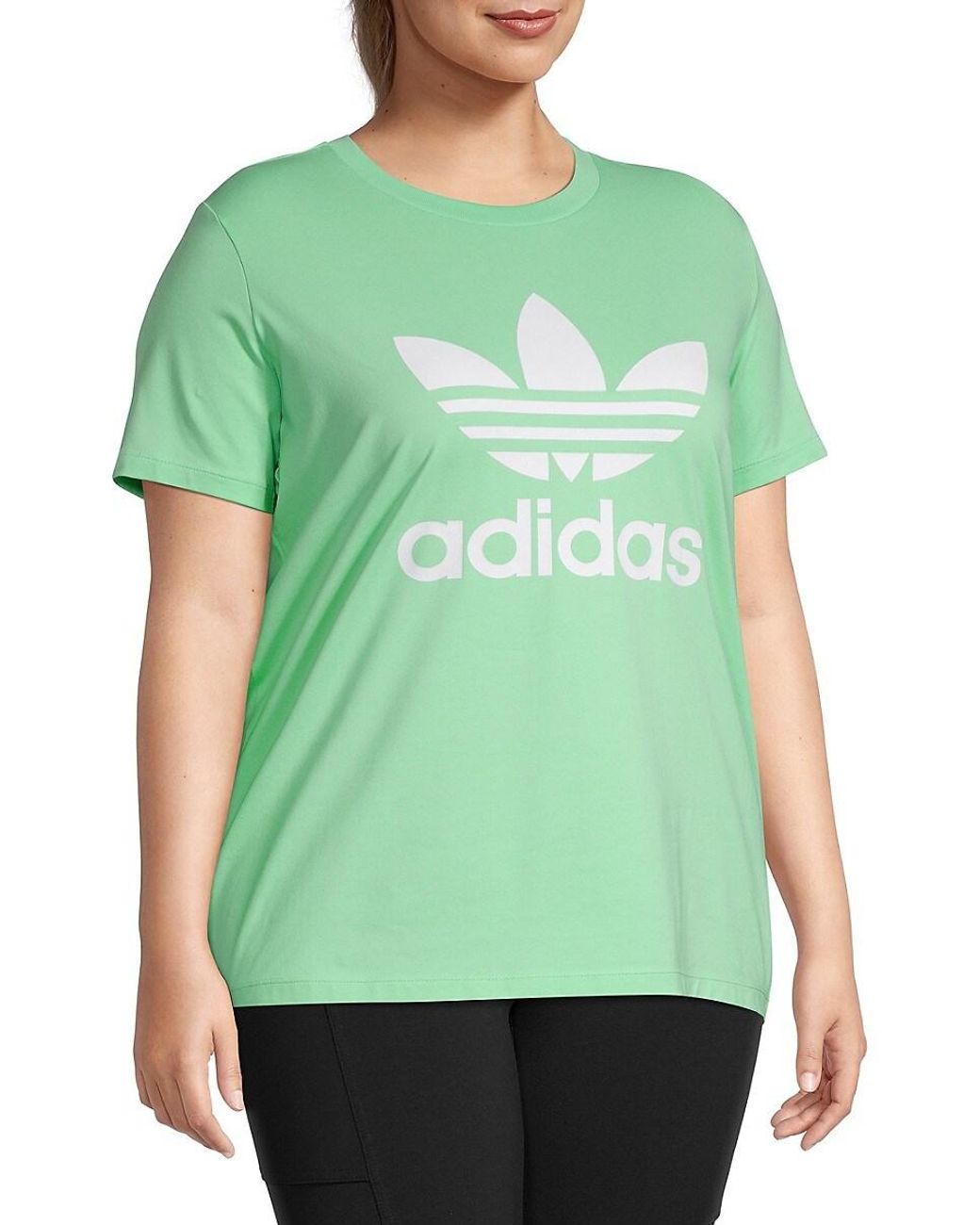 Green Lyst T-shirt adidas in Treefoil Plus Logo |